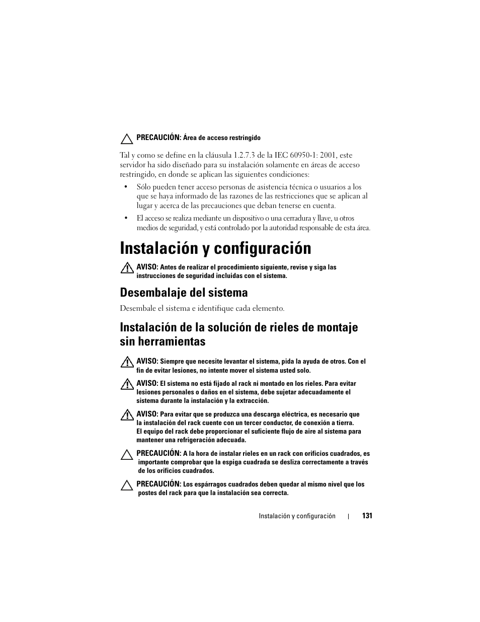 Instalación y configuración, Desembalaje del sistema | Dell PowerEdge C5125 User Manual | Page 133 / 184