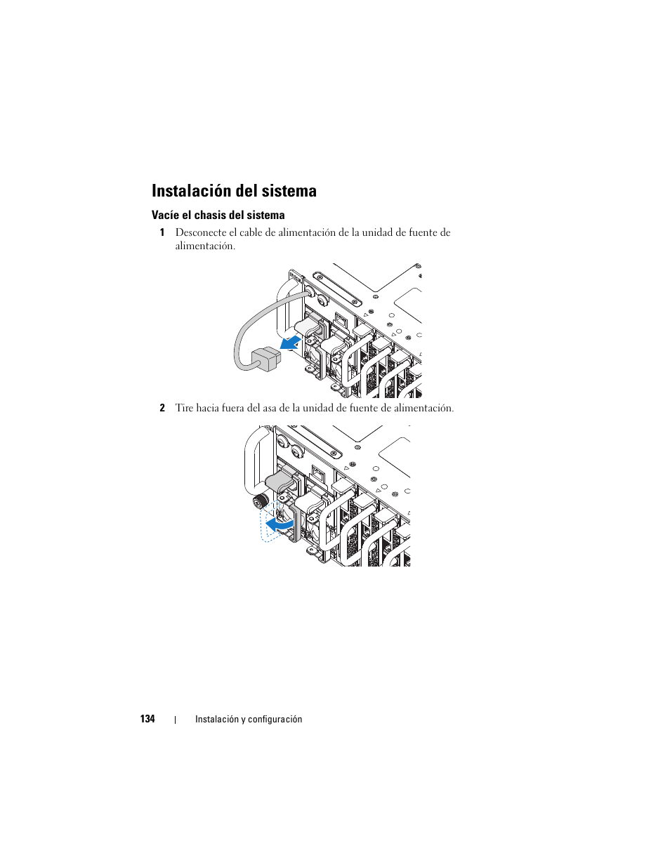 Instalación del sistema, Vacíe el chasis del sistema | Dell PowerEdge C5125 User Manual | Page 136 / 184