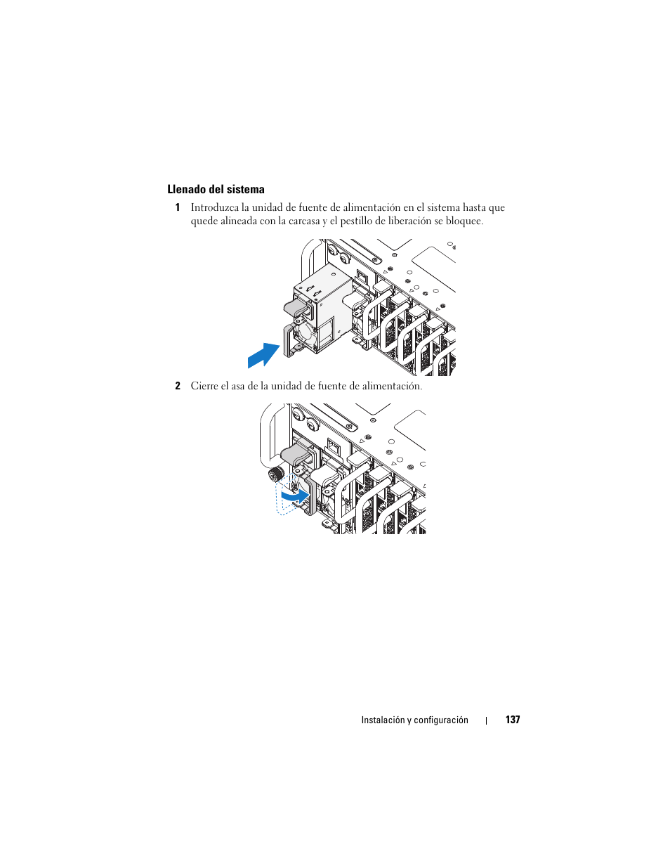 Llenado del sistema | Dell PowerEdge C5125 User Manual | Page 139 / 184