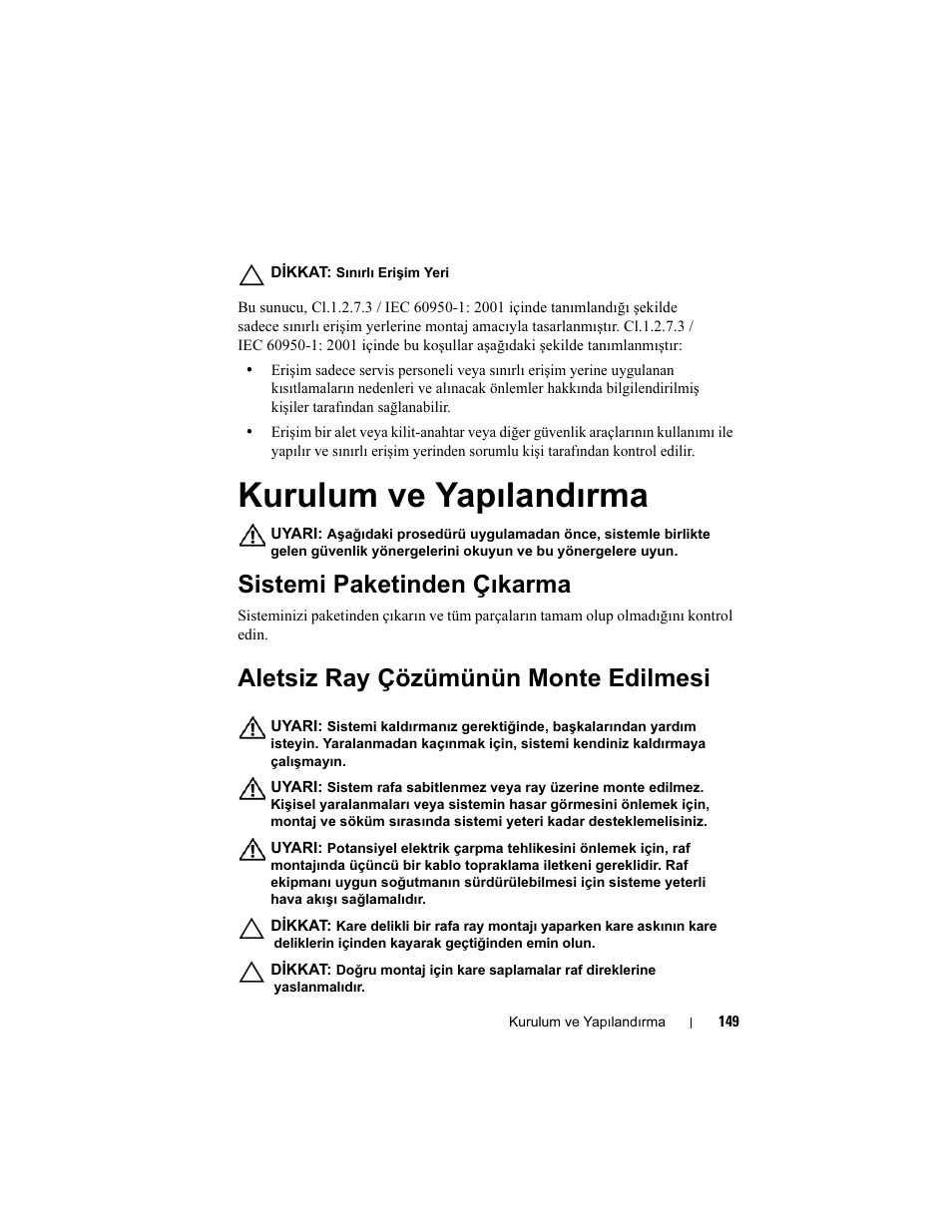 Kurulum ve yapılandırma, Sistemi paketinden çıkarma, Aletsiz ray çözümünün monte edilmesi | Dell PowerEdge C5125 User Manual | Page 151 / 184