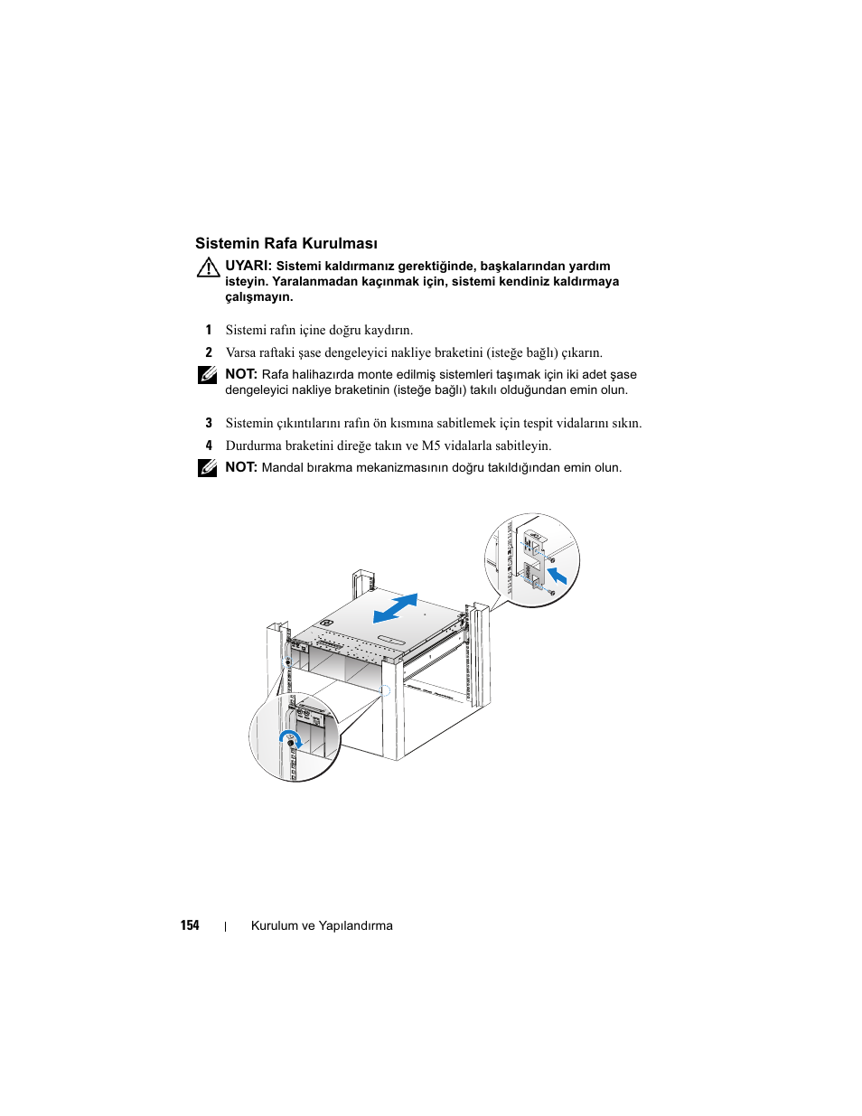 Sistemin rafa kurulması | Dell PowerEdge C5125 User Manual | Page 156 / 184