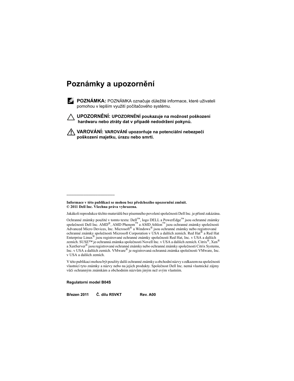 Poznámky a upozornění | Dell PowerEdge C5125 User Manual | Page 22 / 184