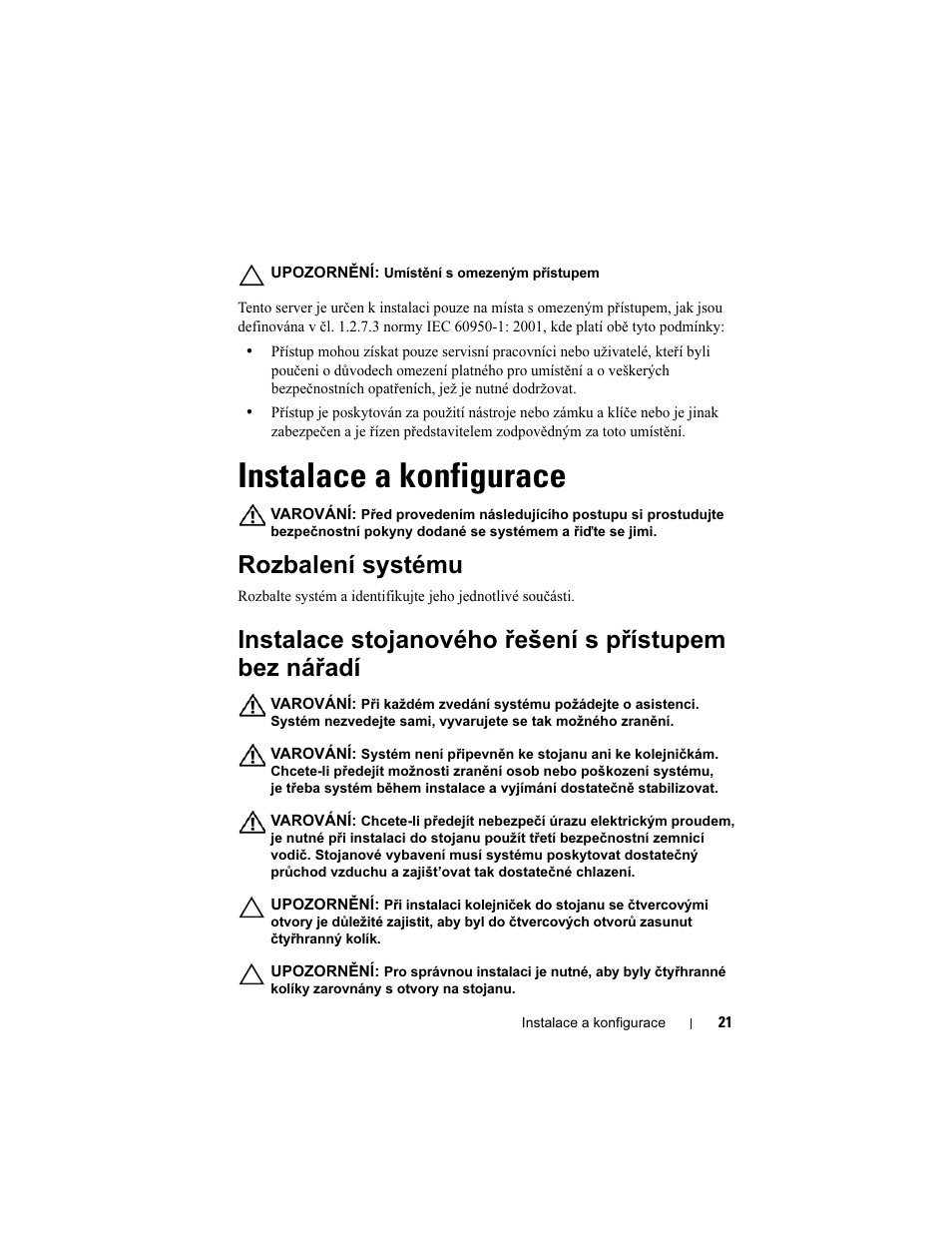 Instalace a konfigurace, Rozbalení systému | Dell PowerEdge C5125 User Manual | Page 23 / 184