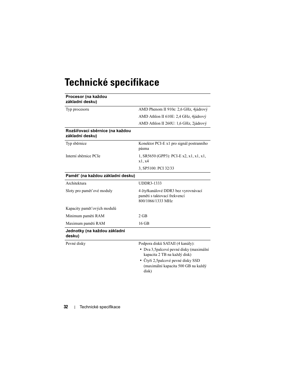 Technické specifikace | Dell PowerEdge C5125 User Manual | Page 34 / 184