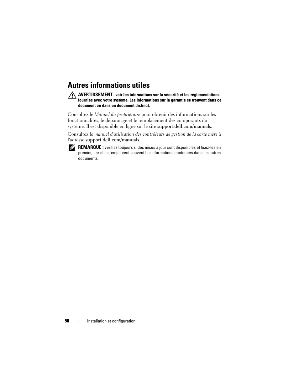 Autres informations utiles | Dell PowerEdge C5125 User Manual | Page 52 / 184