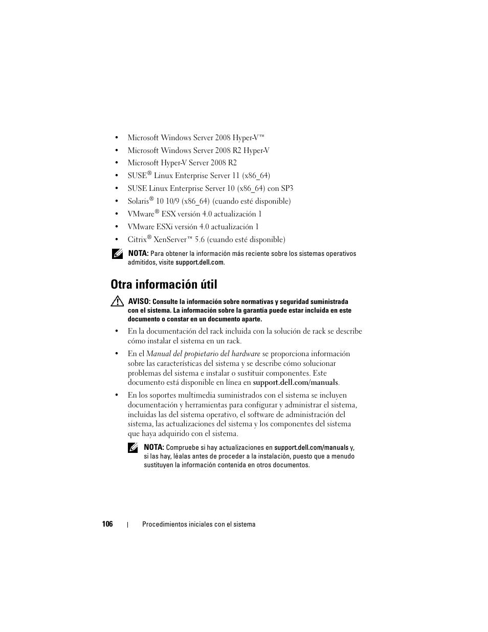 Otra información útil | Dell PowerEdge R810 User Manual | Page 108 / 142