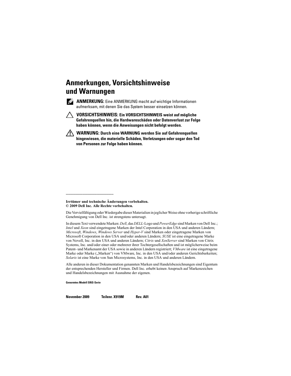 Anmerkungen, vorsichtshinweise und warnungen | Dell PowerEdge R810 User Manual | Page 46 / 142