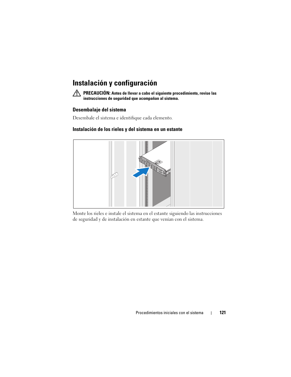 Instalación y configuración, Desembalaje del sistema | Dell PowerVault DL2000 User Manual | Page 123 / 148