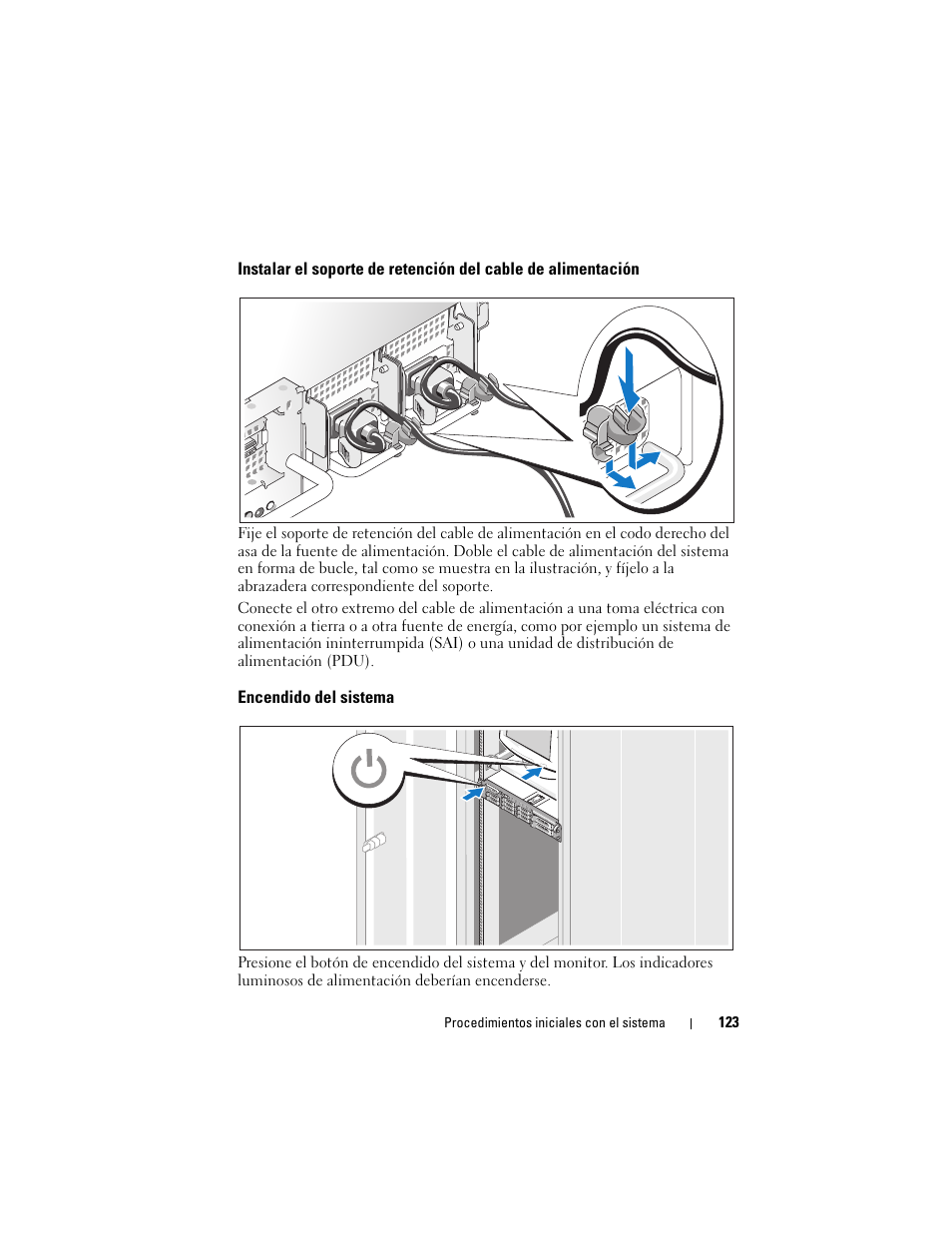 Encendido del sistema | Dell PowerVault DL2000 User Manual | Page 125 / 148