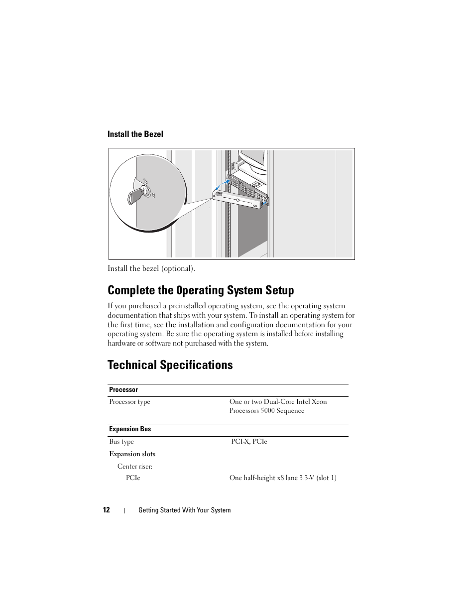 Complete the 0perating system setup, Technical specifications | Dell PowerVault DL2000 User Manual | Page 14 / 148