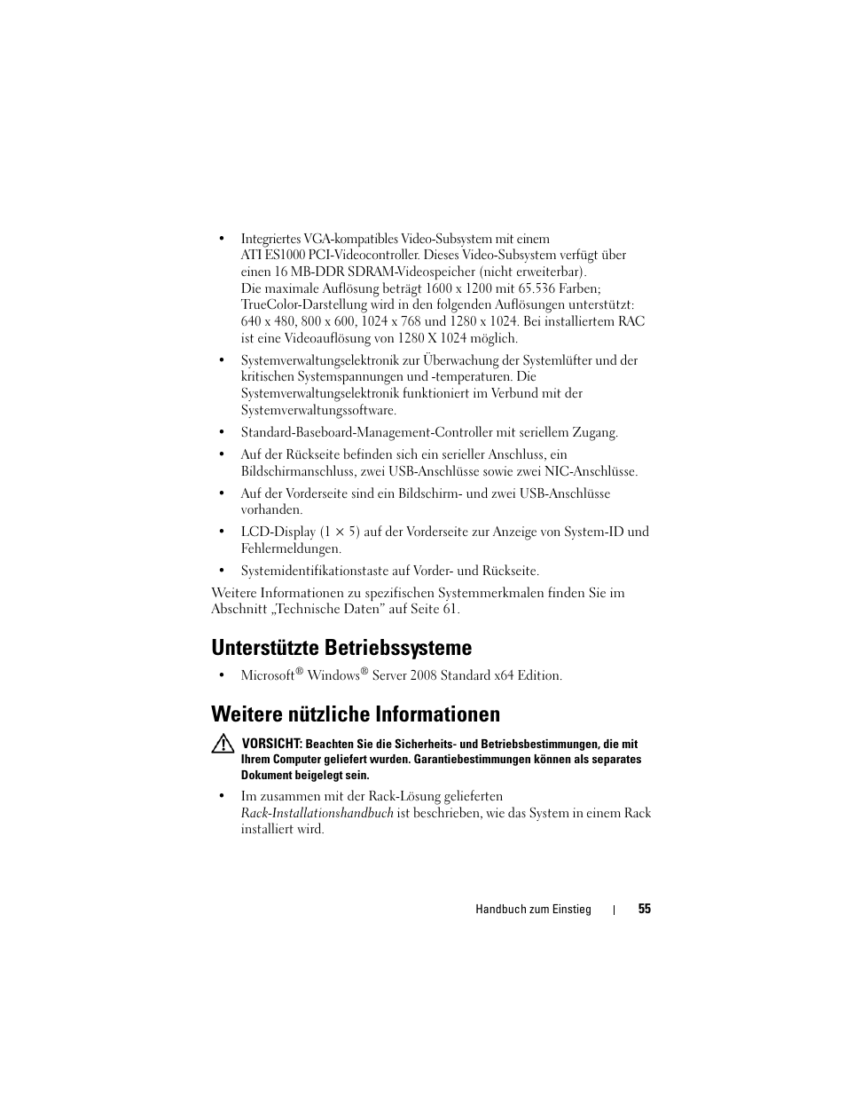 Unterstützte betriebssysteme, Weitere nützliche informationen | Dell PowerVault DL2000 User Manual | Page 57 / 148