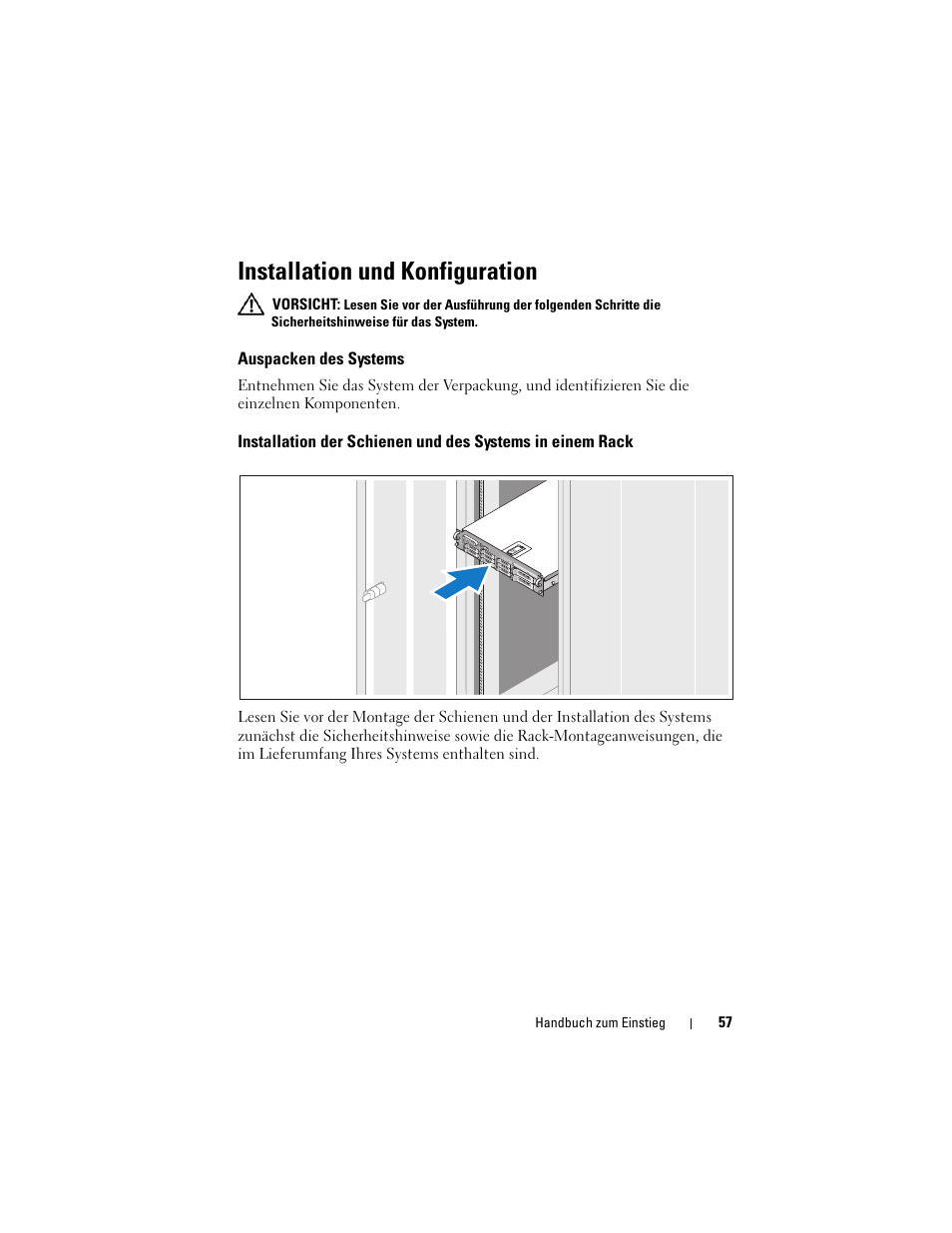 Installation und konfiguration, Auspacken des systems | Dell PowerVault DL2000 User Manual | Page 59 / 148
