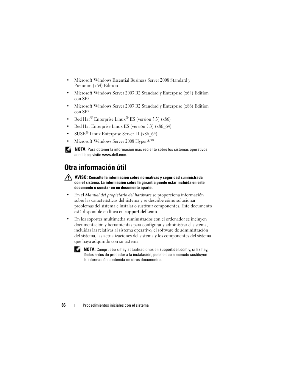 Otra información útil | Dell PowerEdge T310 User Manual | Page 88 / 105