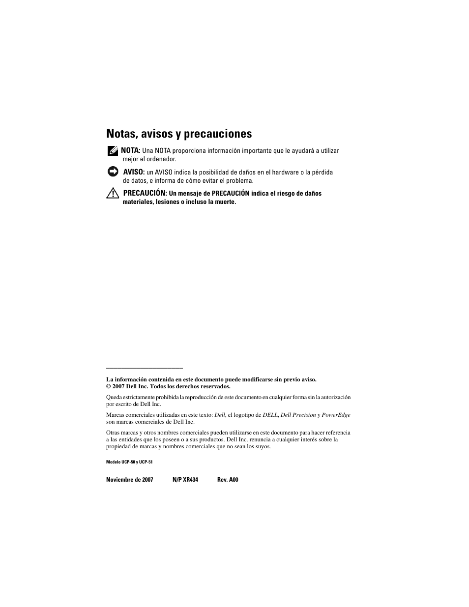 Notas, avisos y precauciones | Dell PowerEdge RAID Controller 6i User Manual | Page 108 / 120