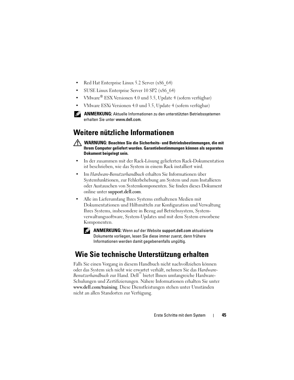 Weitere nützliche informationen, Wie sie technische unterstützung erhalten | Dell PowerEdge T610 User Manual | Page 47 / 126