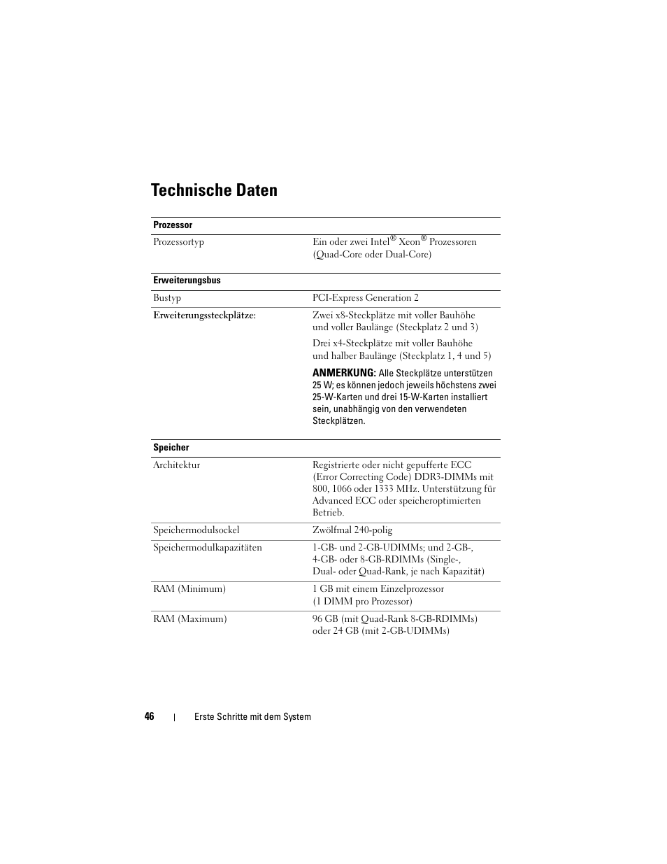 Technische daten | Dell PowerEdge T610 User Manual | Page 48 / 126