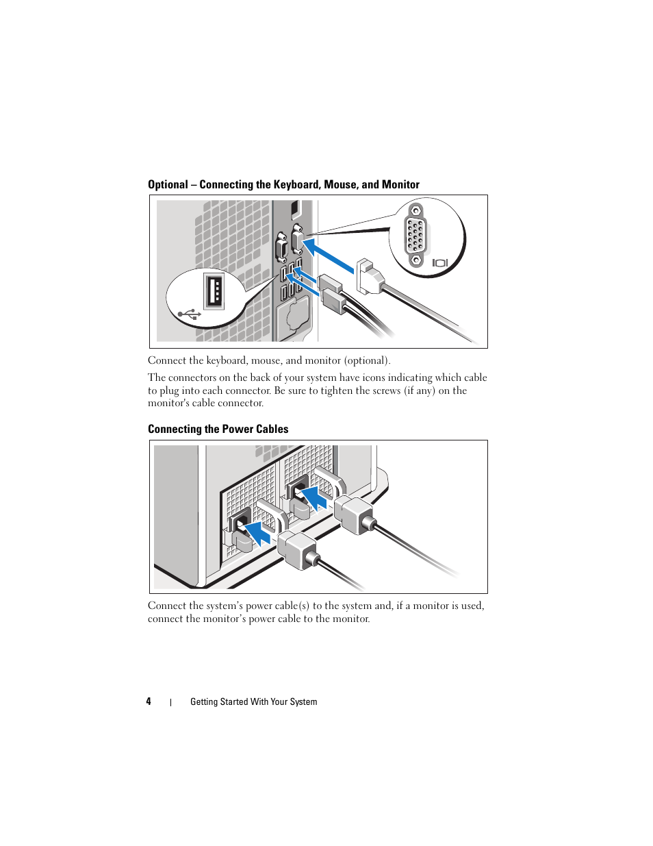 Connecting the power cables | Dell PowerEdge T610 User Manual | Page 6 / 126