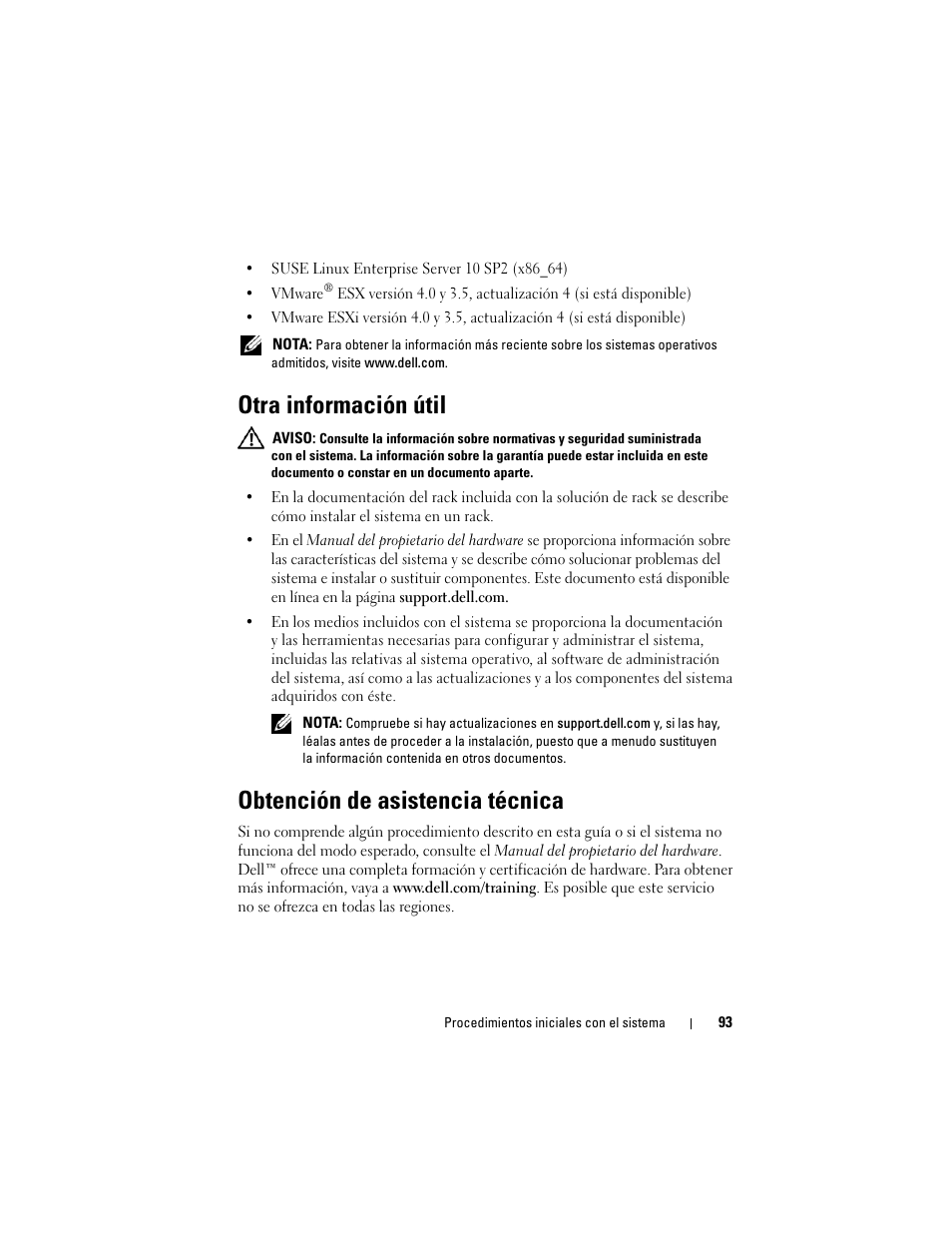 Otra información útil, Obtención de asistencia técnica | Dell PowerEdge T610 User Manual | Page 95 / 126