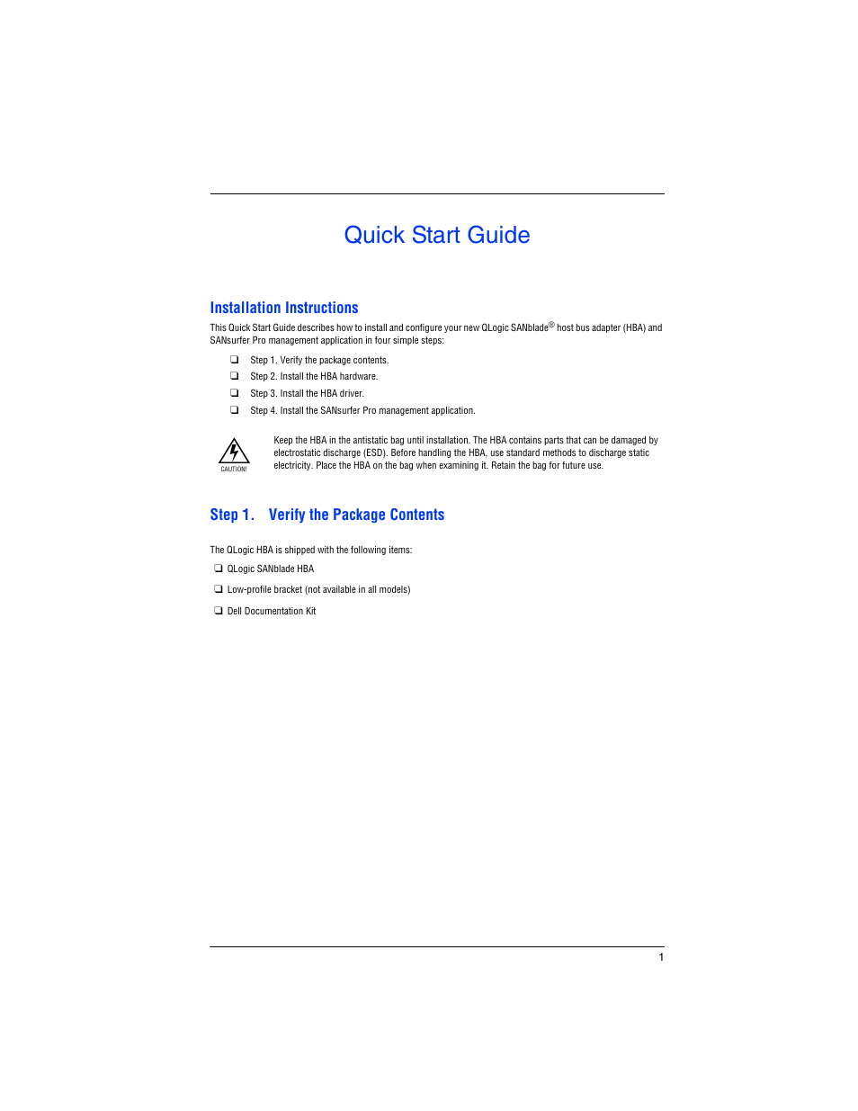 Quick start guide, Installation instructions, Step 1. verify the package contents | Dell PowerEdge M600 User Manual | Page 3 / 82