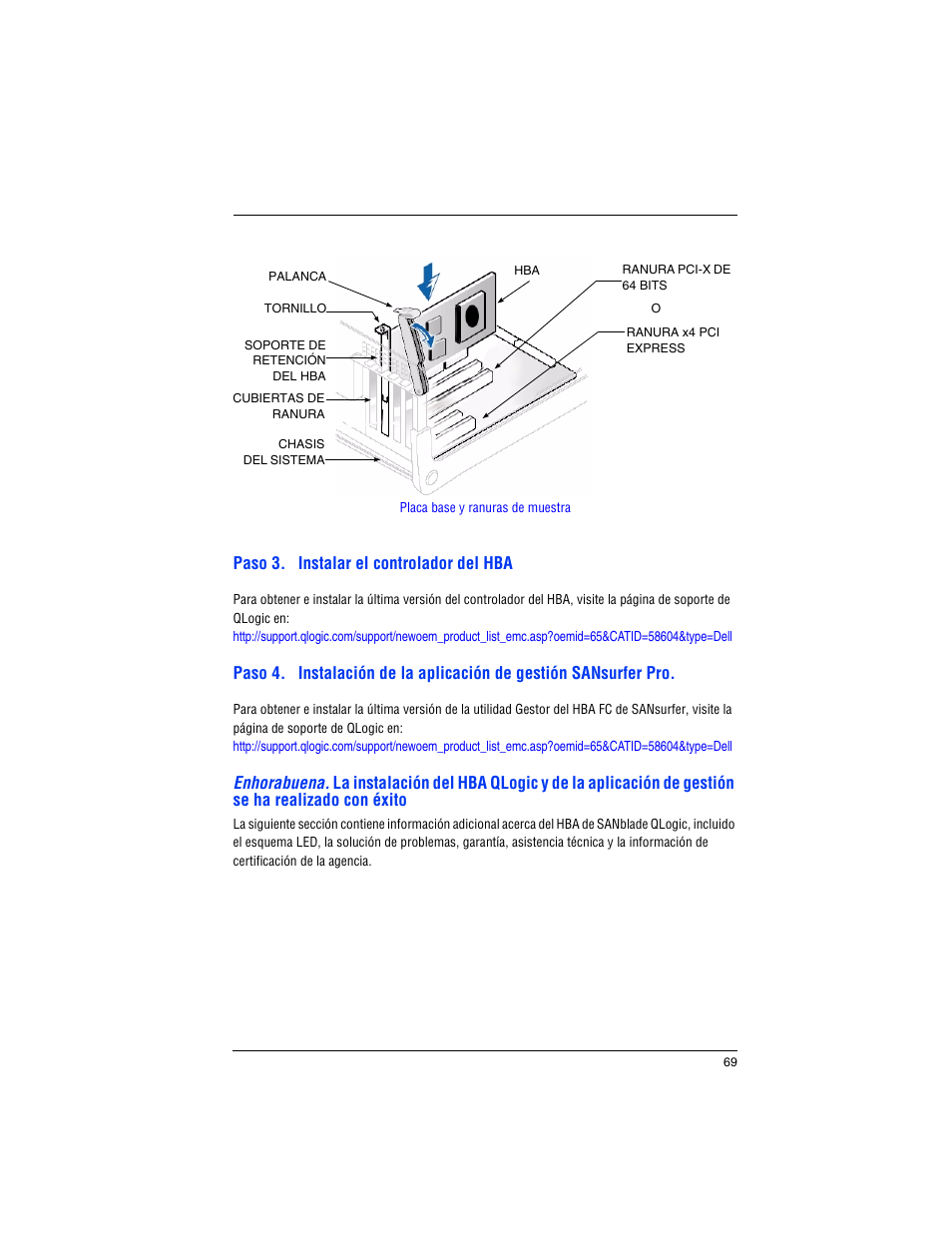 Paso 3. instalar el controlador del hba | Dell PowerEdge M600 User Manual | Page 71 / 82