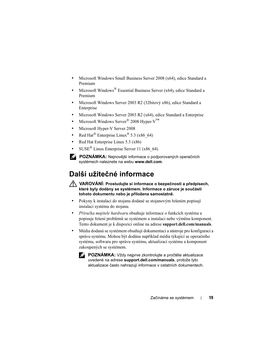 Další užitečné informace | Dell PowerEdge R210 User Manual | Page 21 / 110