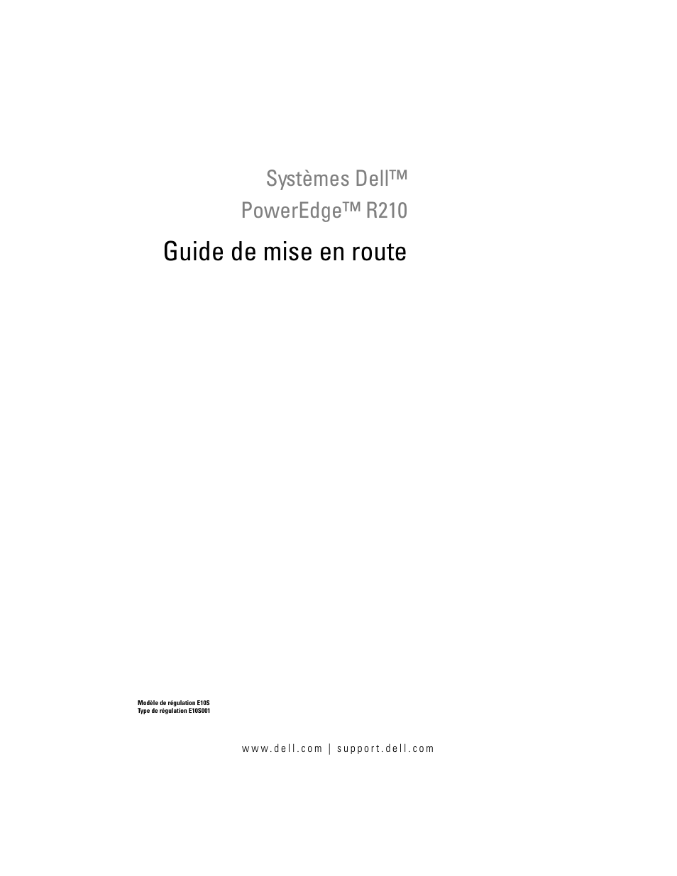 Guide de mise en route, Systèmes dell™ poweredge™ r210 | Dell PowerEdge R210 User Manual | Page 27 / 110