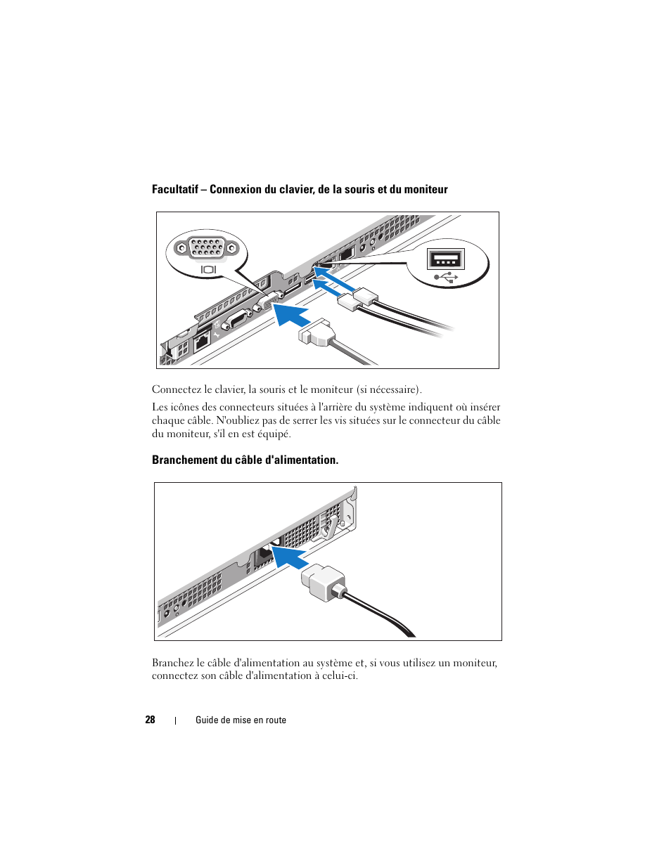 Branchement du câble d'alimentation | Dell PowerEdge R210 User Manual | Page 30 / 110
