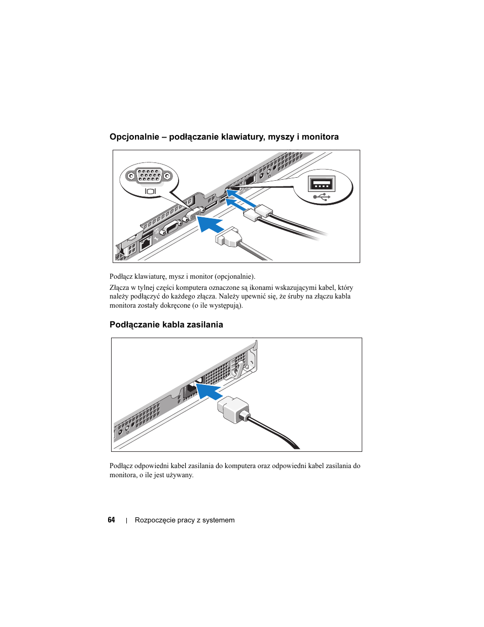Podłączanie kabla zasilania | Dell PowerEdge R210 User Manual | Page 66 / 110
