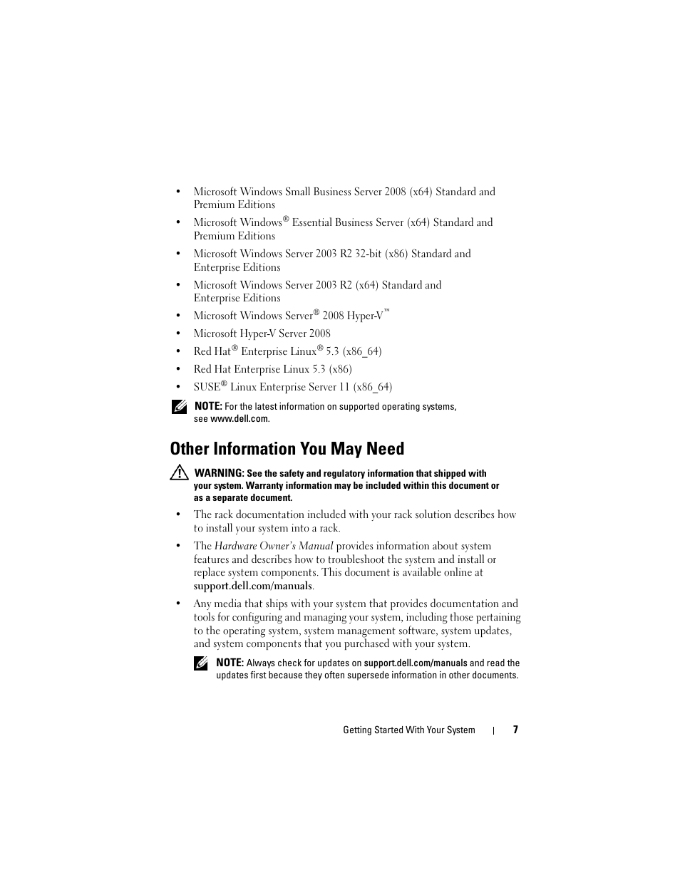 Other information you may need | Dell PowerEdge R210 User Manual | Page 9 / 110