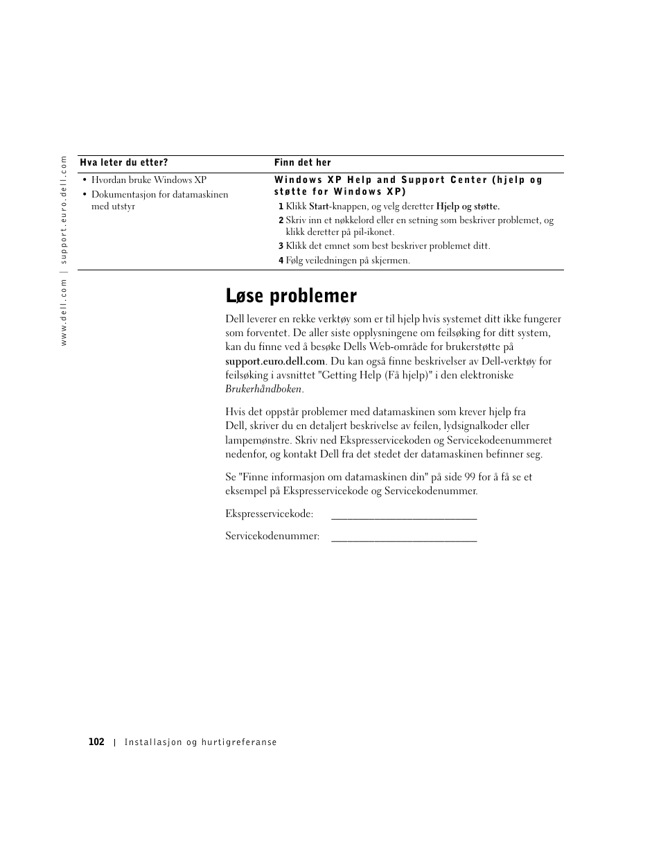 Løse problemer | Dell OptiPlex GX60 User Manual | Page 103 / 208