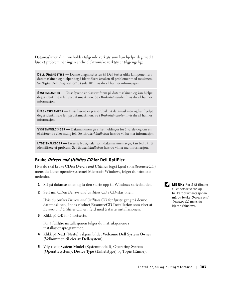 Bruke drivers and utilities cd for dell optiplex | Dell OptiPlex GX60 User Manual | Page 104 / 208