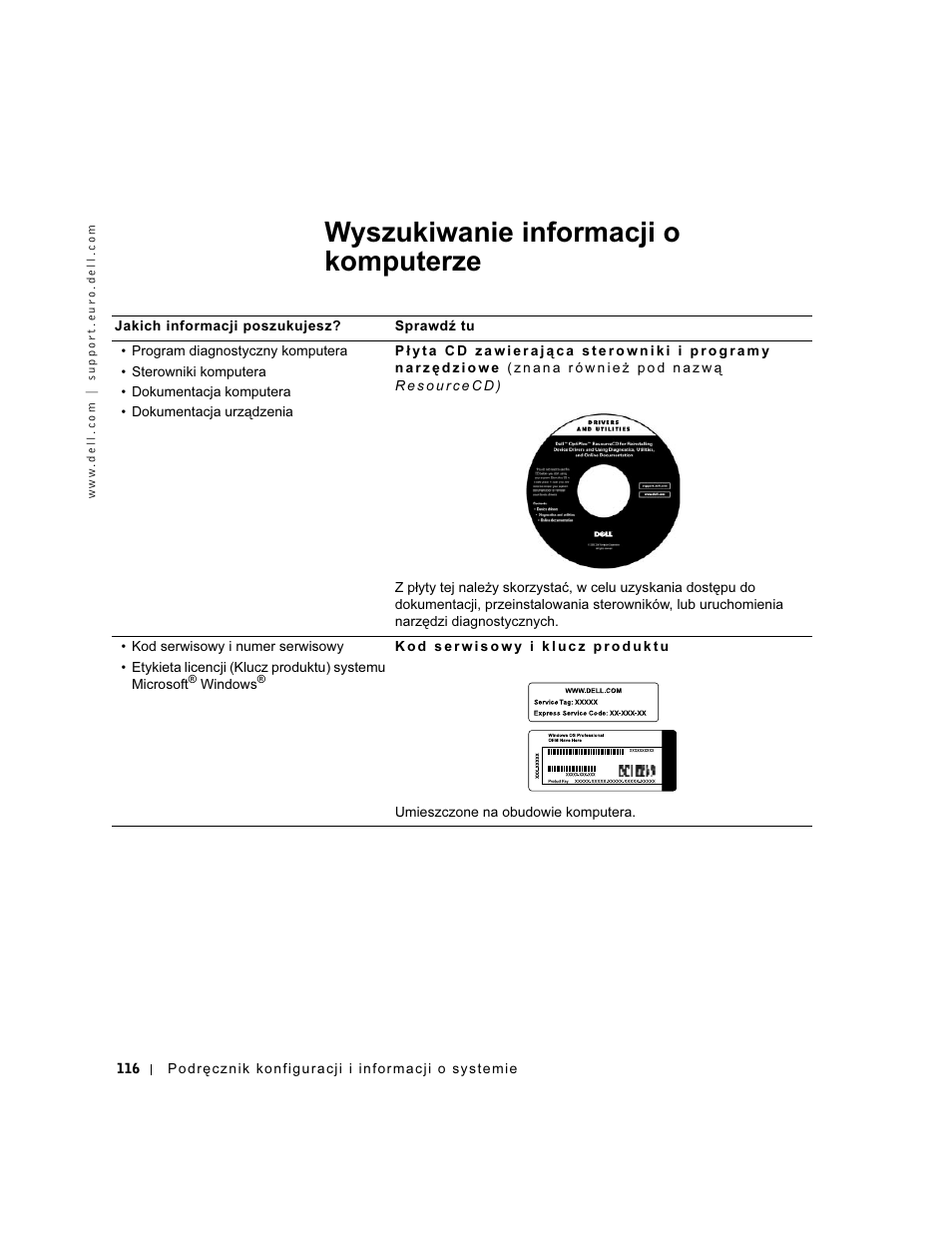 Wyszukiwanie informacji o komputerze | Dell OptiPlex GX60 User Manual | Page 117 / 208