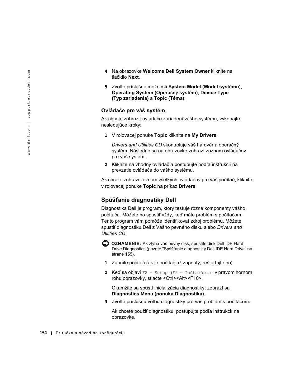 Spúšťanie diagnostiky dell | Dell OptiPlex GX60 User Manual | Page 155 / 208