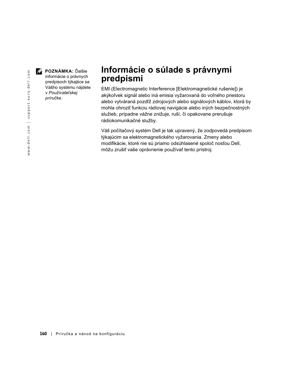 Informácie o súlade s právnymi predpismi | Dell OptiPlex GX60 User Manual | Page 161 / 208