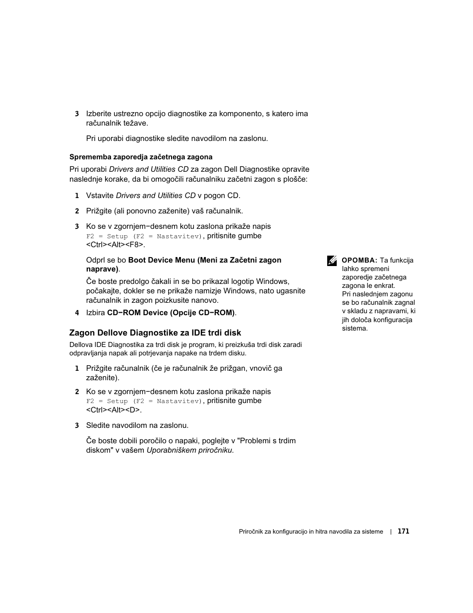 Zagon dellove diagnostike za ide trdi disk | Dell OptiPlex GX60 User Manual | Page 172 / 208