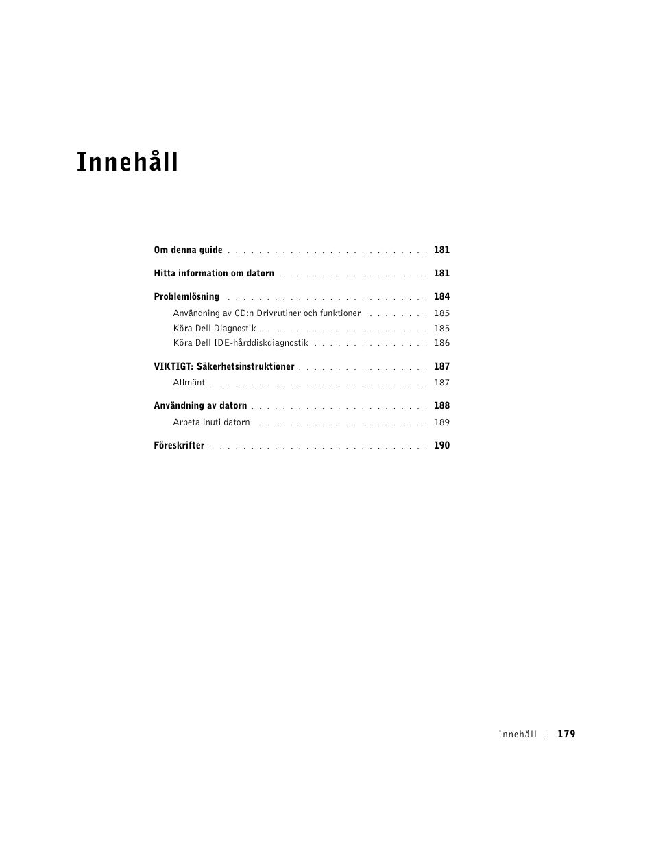 Innehåll | Dell OptiPlex GX60 User Manual | Page 180 / 208