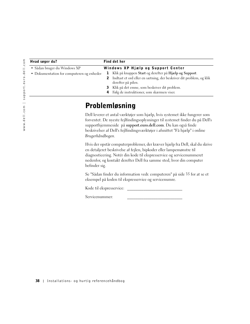 Problemløsning | Dell OptiPlex GX60 User Manual | Page 39 / 208