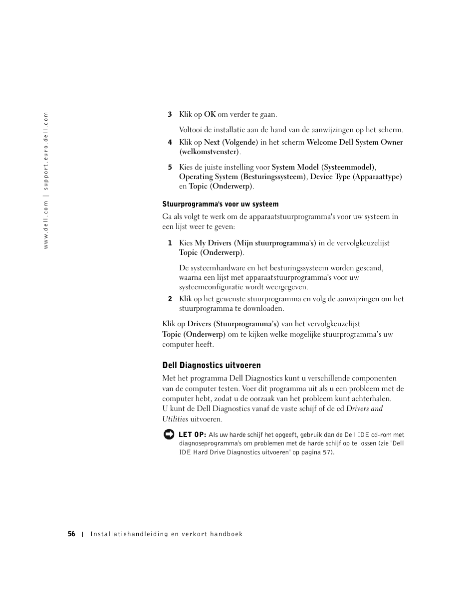 Dell diagnostics uitvoeren | Dell OptiPlex GX60 User Manual | Page 57 / 208