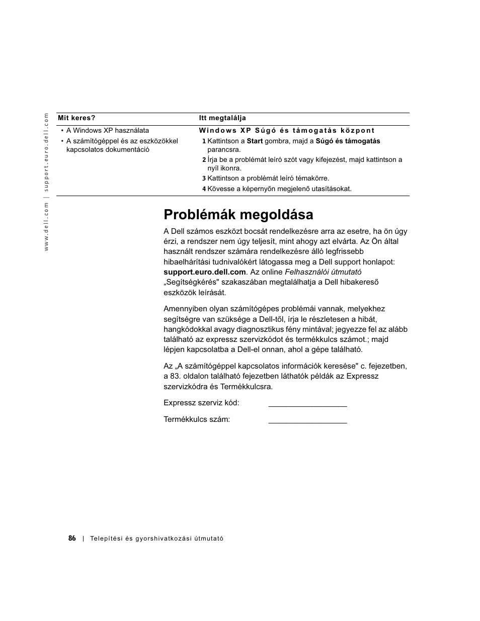 Problémák megoldása | Dell OptiPlex GX60 User Manual | Page 87 / 208