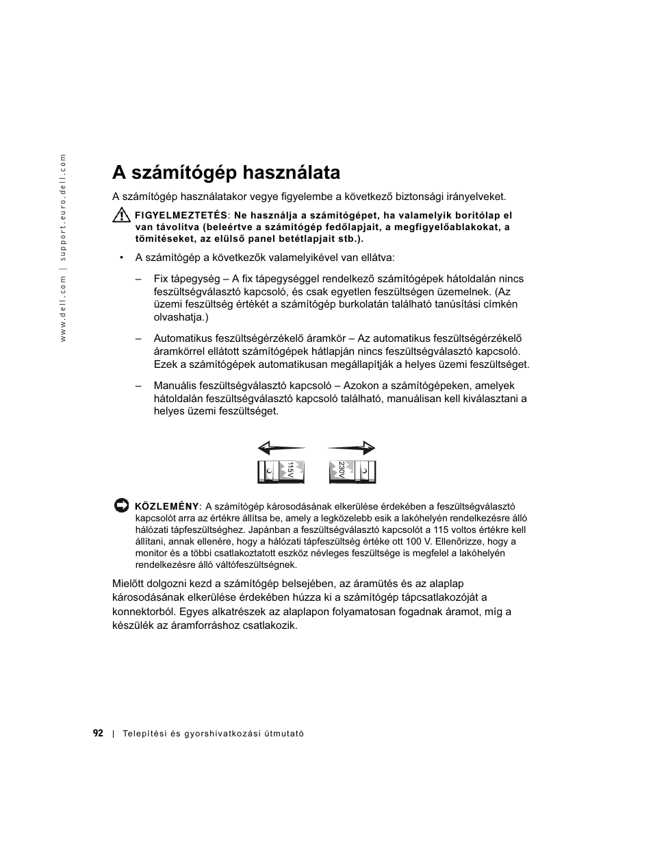 A számítógép használata | Dell OptiPlex GX60 User Manual | Page 93 / 208