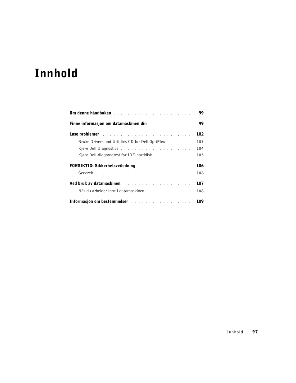 Innhold | Dell OptiPlex GX60 User Manual | Page 98 / 208