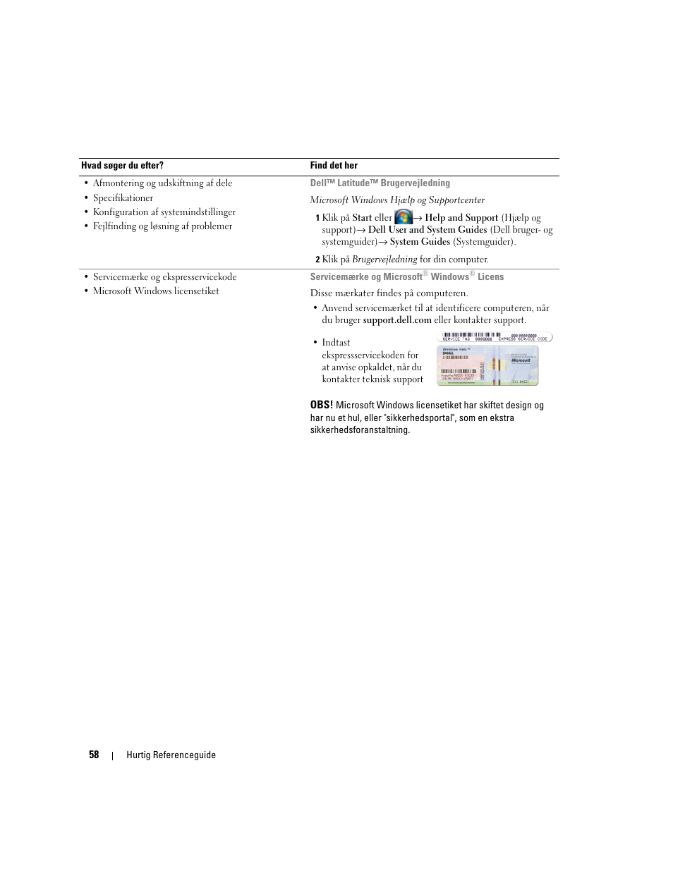 Dell Latitude D830 User Manual | Page 58 / 258