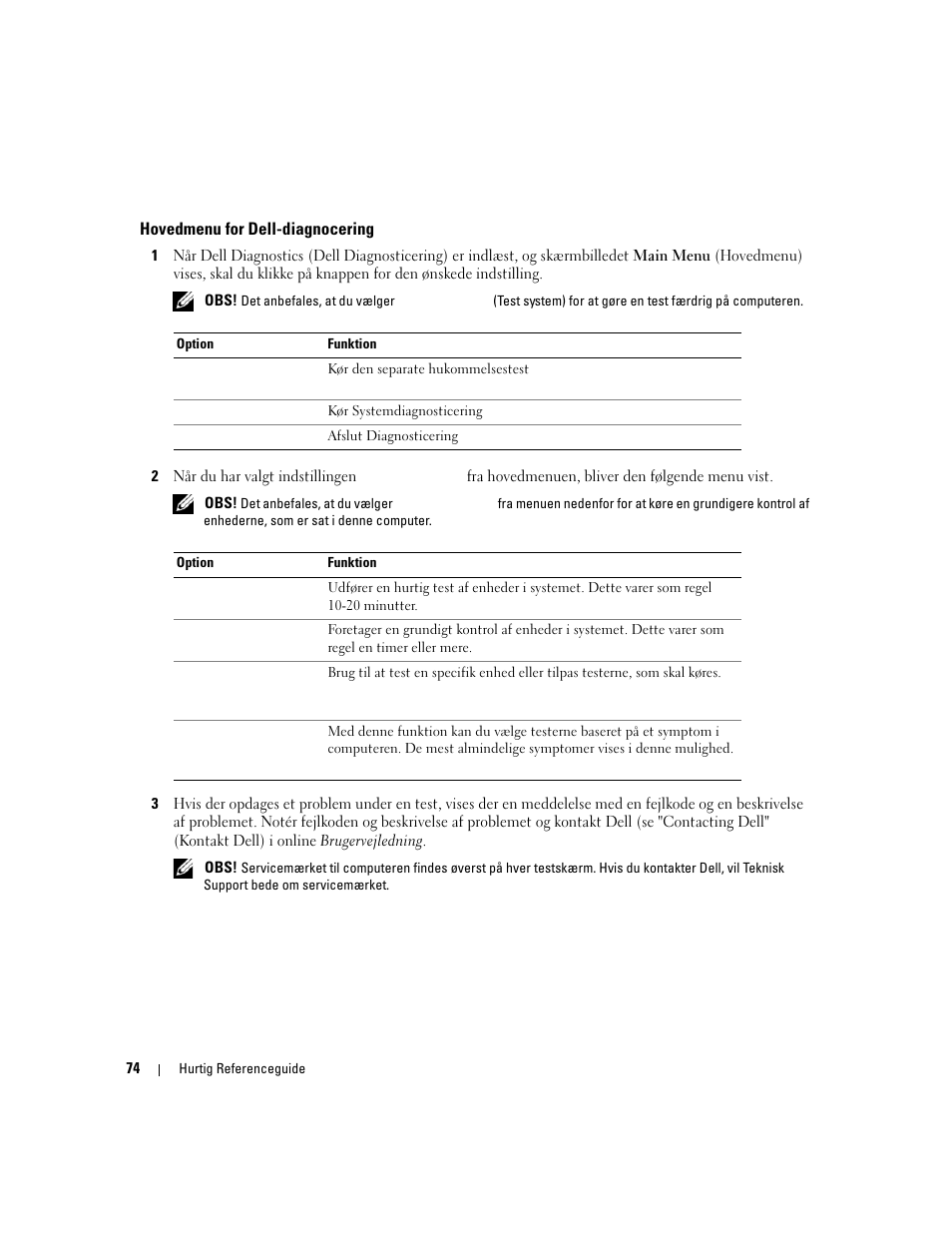 Hovedmenu for dell-diagnocering | Dell Latitude D830 User Manual | Page 74 / 258