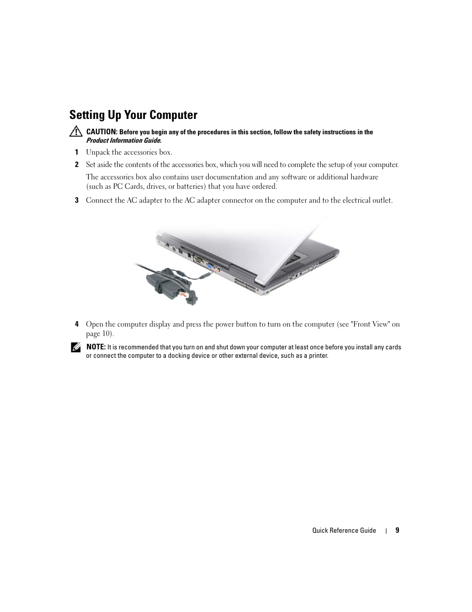 Setting up your computer | Dell Latitude D830 User Manual | Page 9 / 258