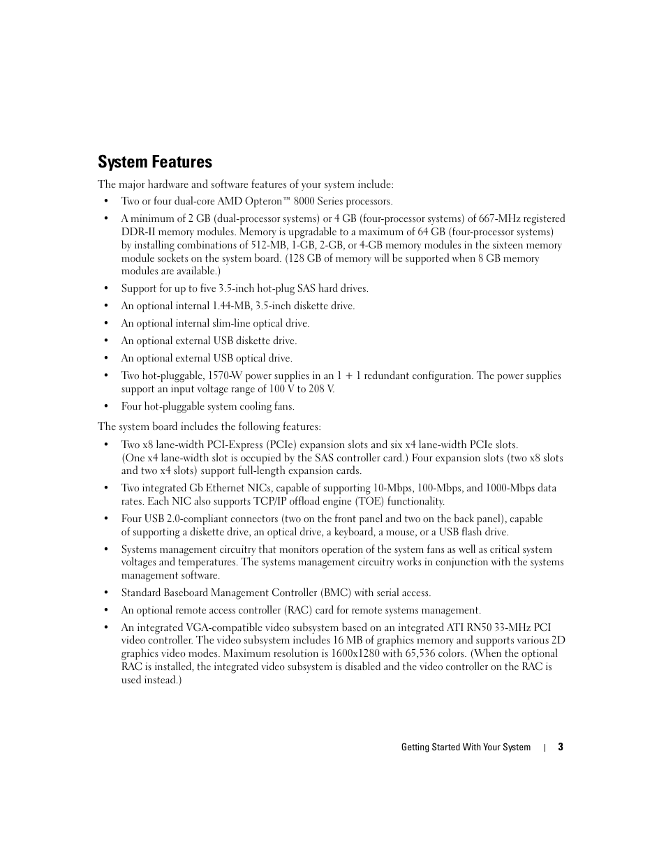 System features | Dell PowerEdge 6950 User Manual | Page 5 / 92