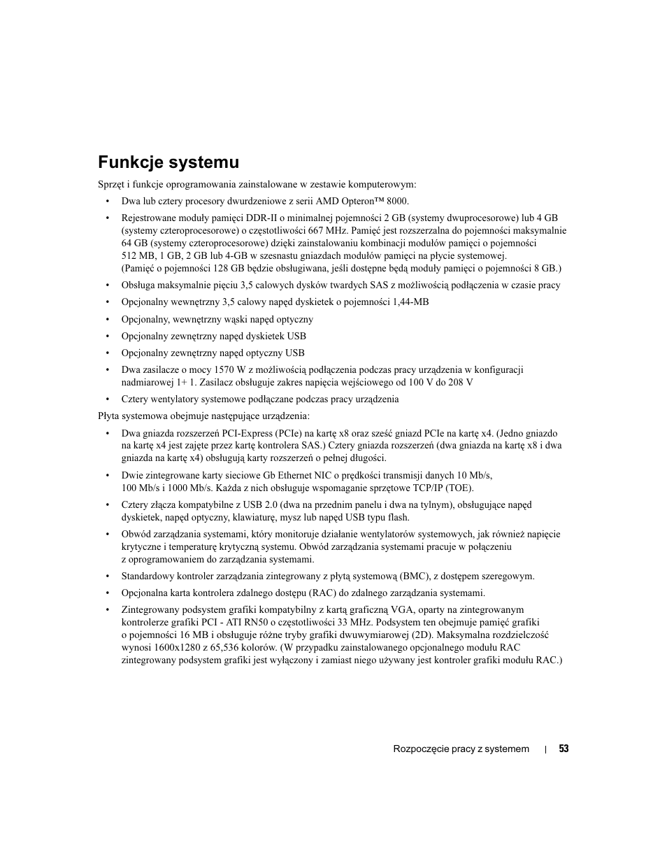 Funkcje systemu | Dell PowerEdge 6950 User Manual | Page 55 / 92