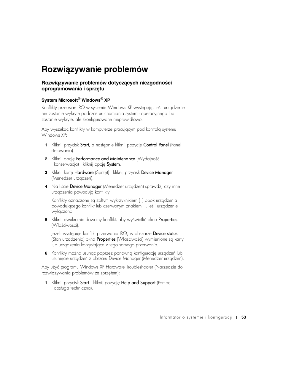 Rozwiązywanie problemów | Dell Precision 350 User Manual | Page 53 / 102