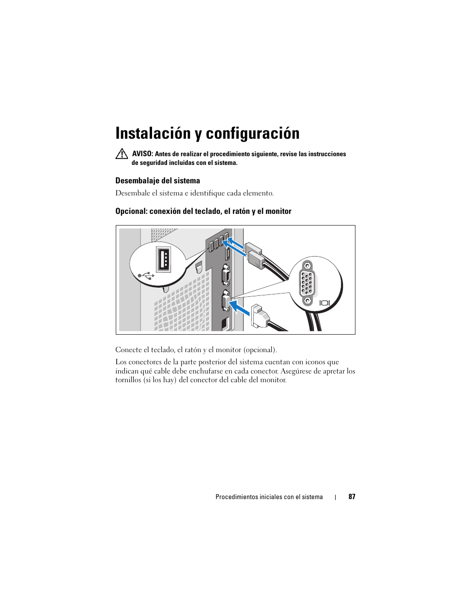 Instalación y configuración, Desembalaje del sistema | Dell PowerEdge T110 II User Manual | Page 89 / 122