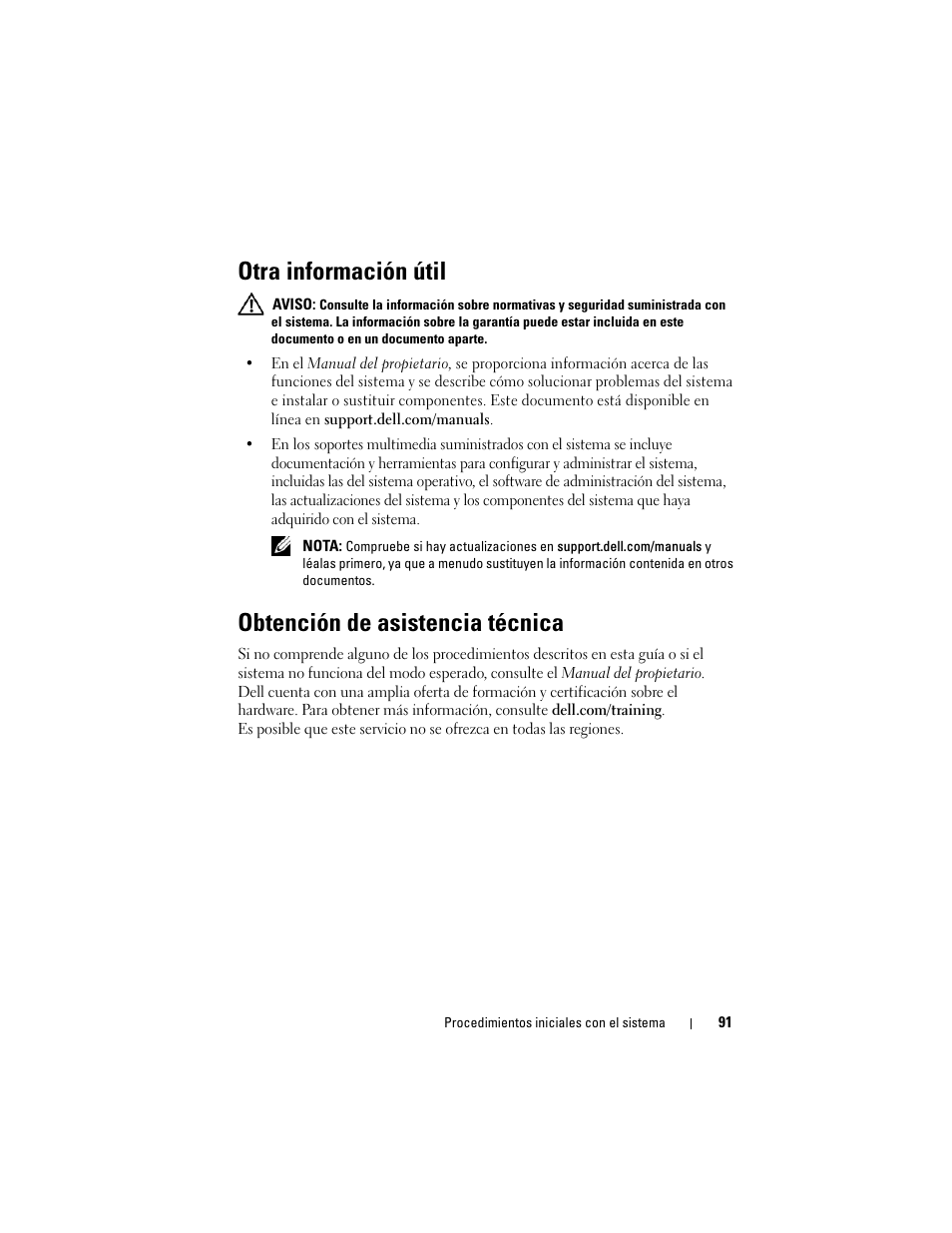 Otra información útil, Obtención de asistencia técnica | Dell PowerEdge T110 II User Manual | Page 93 / 122