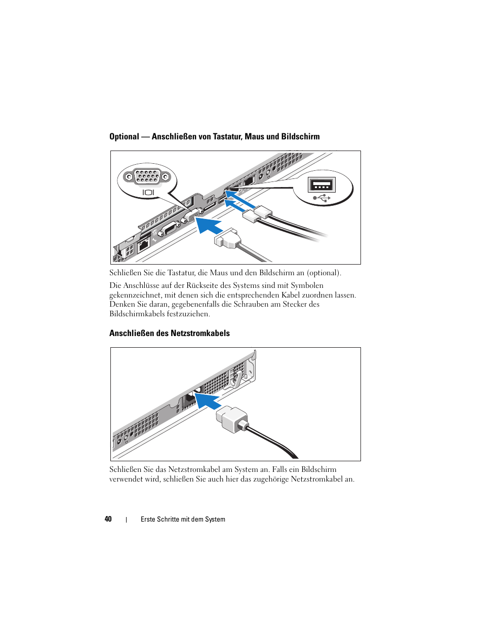 Anschließen des netzstromkabels | Dell PowerEdge R210 II User Manual | Page 42 / 124